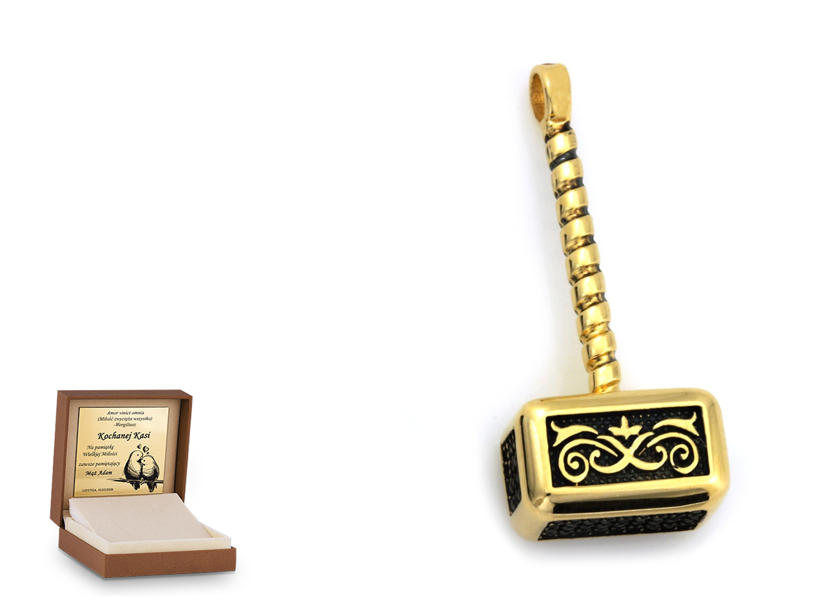 Złota zawieszka 585 symbol prezent grawer