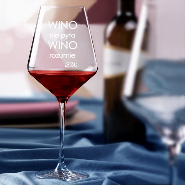 Kieliszek do wina KROSNO avant-garde z grawerem wino nie pyta wino rozumie dla niej