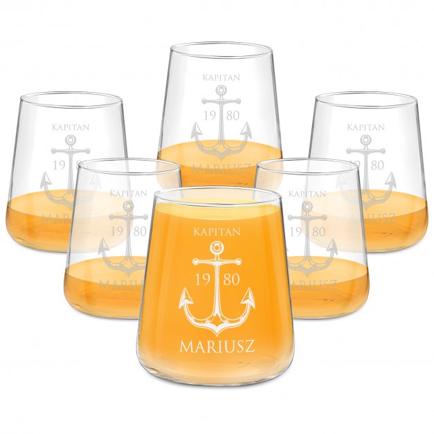 Szklanki grawerowane avant garde x6 dla żeglarza podróżnika na urodziny