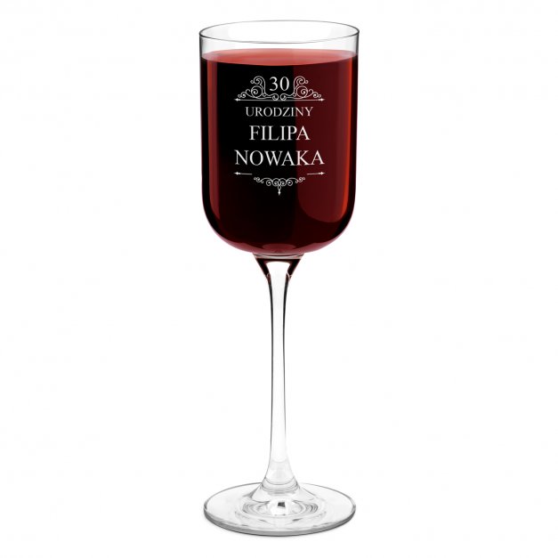 Kieliszek szklany do wina Glamour z grawerem dla niego na 30 urodziny