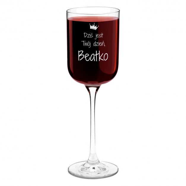 Kieliszek szklany do wina Glamour z grawerem dla niej na Dzień Kobiet wieczór panieński 18 urodziny