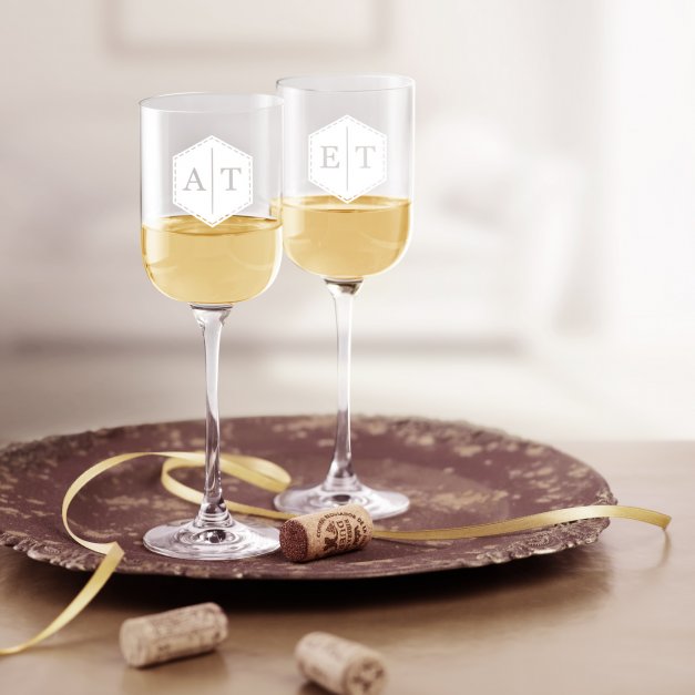 Kieliszki szklane do wina Glamour x2 z grawerem dla pary