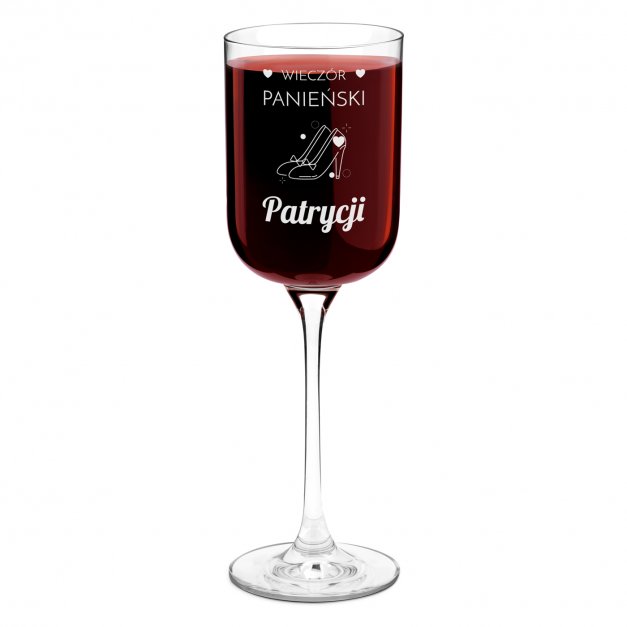 Kieliszek szklany do wina Glamour z grawerem dla niej na wieczór panieński