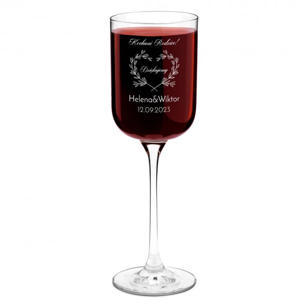 Kieliszek szklany do wina Glamour z grawerem dla rodziców jako podziękowanie ślubne