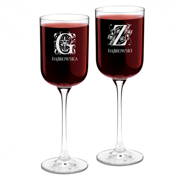 Kieliszki szklane do wina Glamour x2 z grawerem dla pary na ślub rocznicę