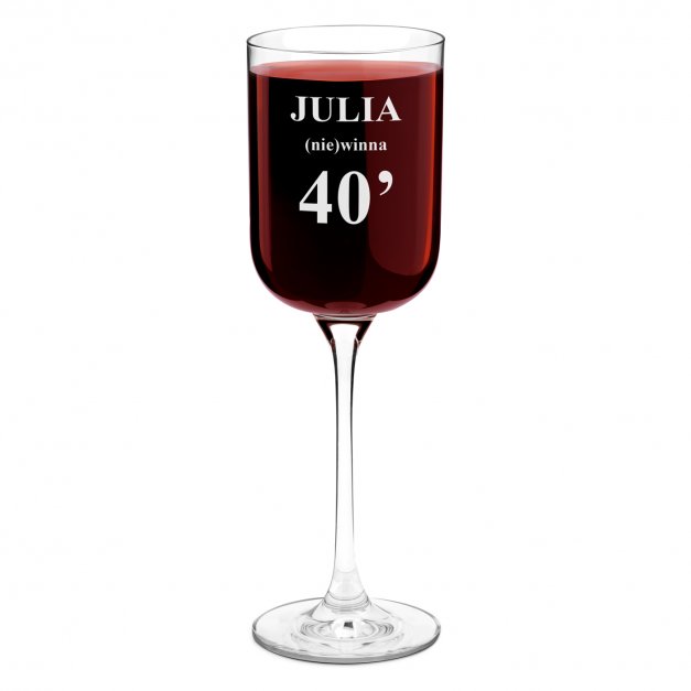 Kieliszek szklany do wina Glamour z grawerem dla niej na 40 urodziny