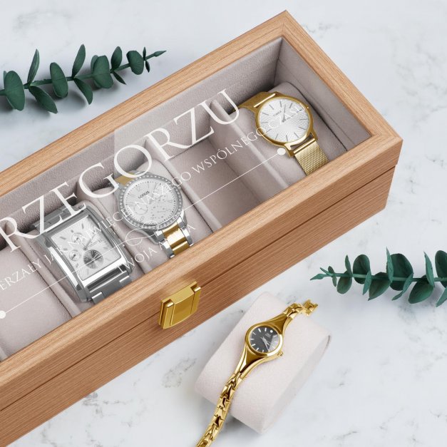 Szkatułka drewniana prostokątna na 6 zegarków z grawerem dla chłopaka narzeczonego męża na ślub rocznicę walentynki