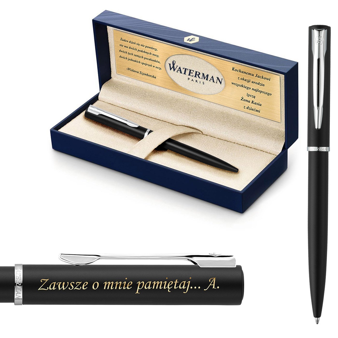 Dugopis WATERMAN Allure Czarny Mat Grawer CT