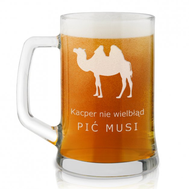 Kufel szklany do piwa z grawerem wielbłąd dla piwosza