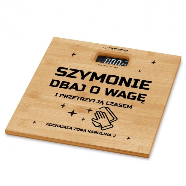 Waga bambusowa łazienkowa z nadrukiem dla męża