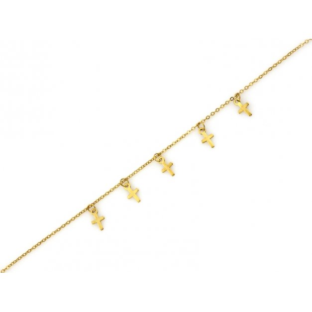 Złota bransoletka 585 gwiazd, celebrytka krzyżyk