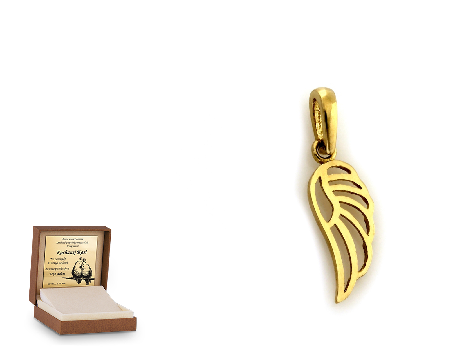 Złota zawieszka 585 symbol prezent grawer
