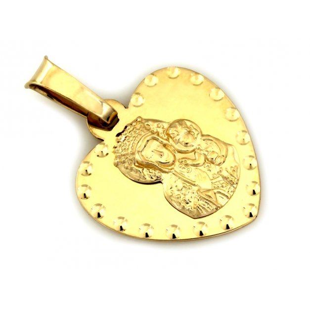 Złota zawieszka 585 medalik serce prezent grawer