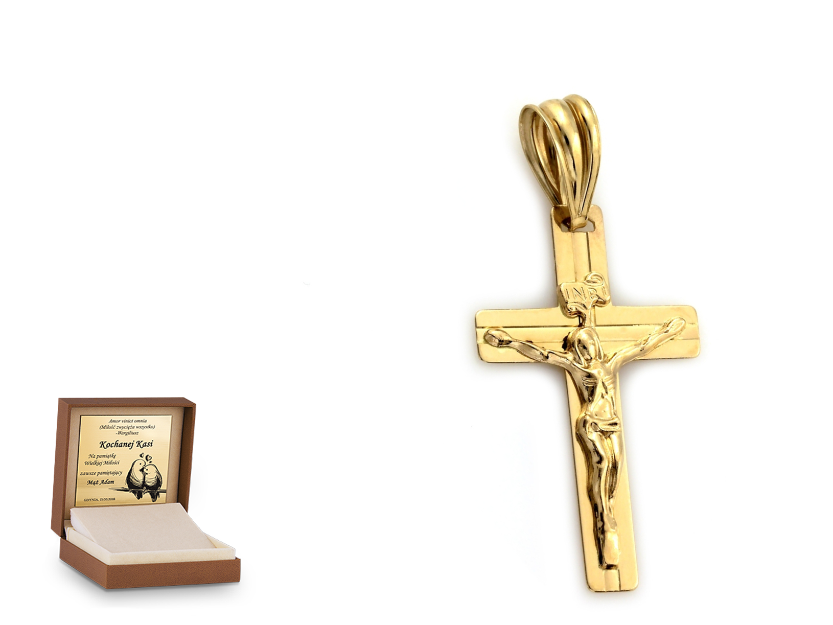 Złota zawieszka 585 krzyżyk krzyżyk prezent