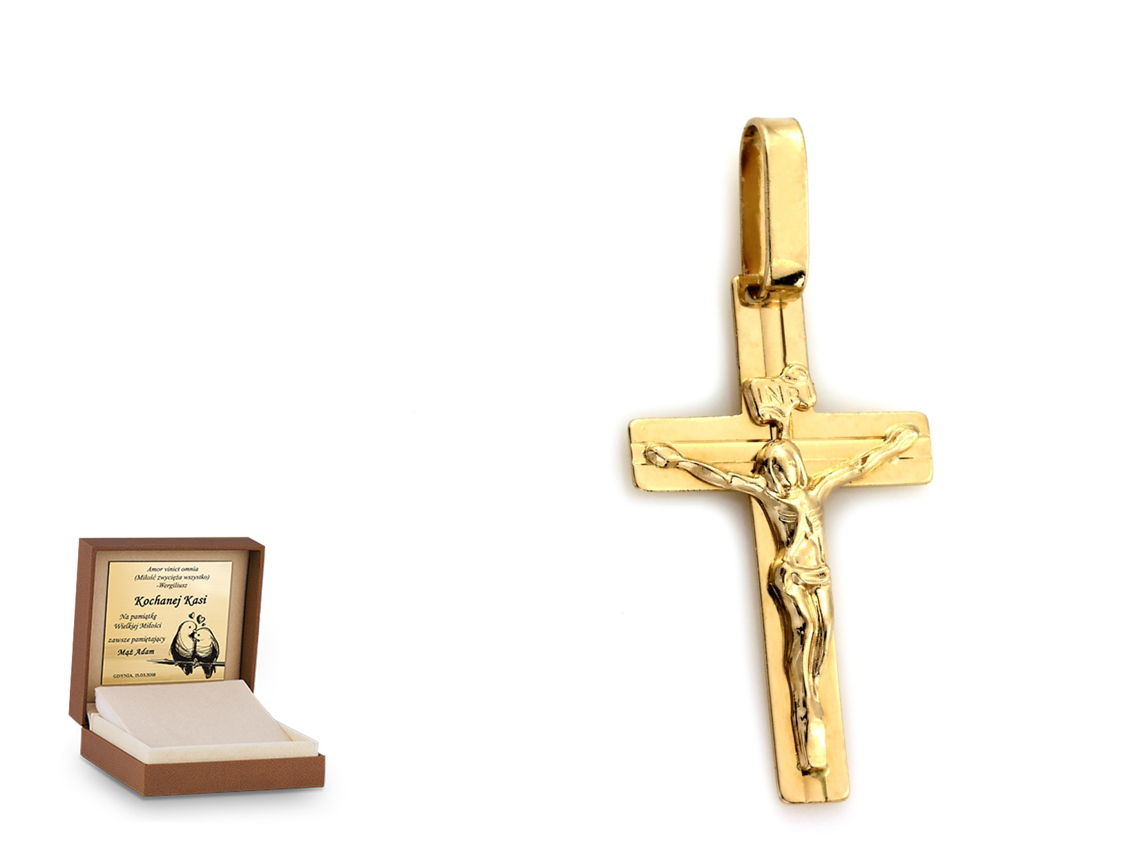 Złota zawieszka 585 krzyżyk krzyżyk prezent