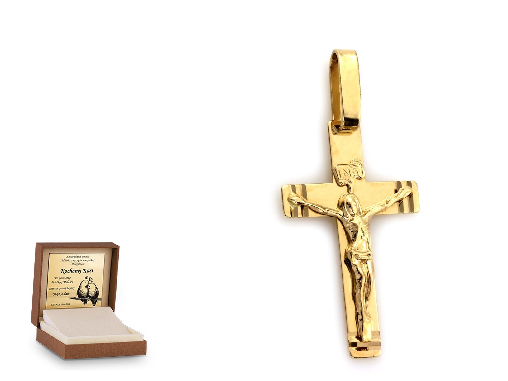 Złota zawieszka 585 krzyżyk krzyżyk prezent