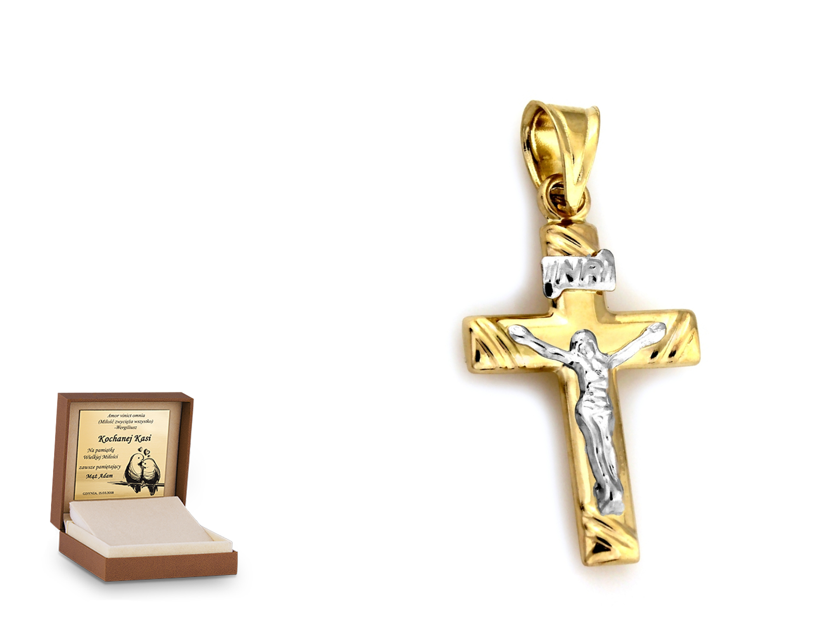 Złota zawieszka 585 krzyżyk krzyżyk prezent