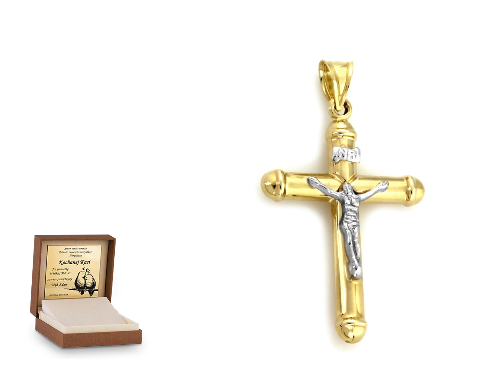 Złota zawieszka 585 krzyżyk krzyżyk prezent