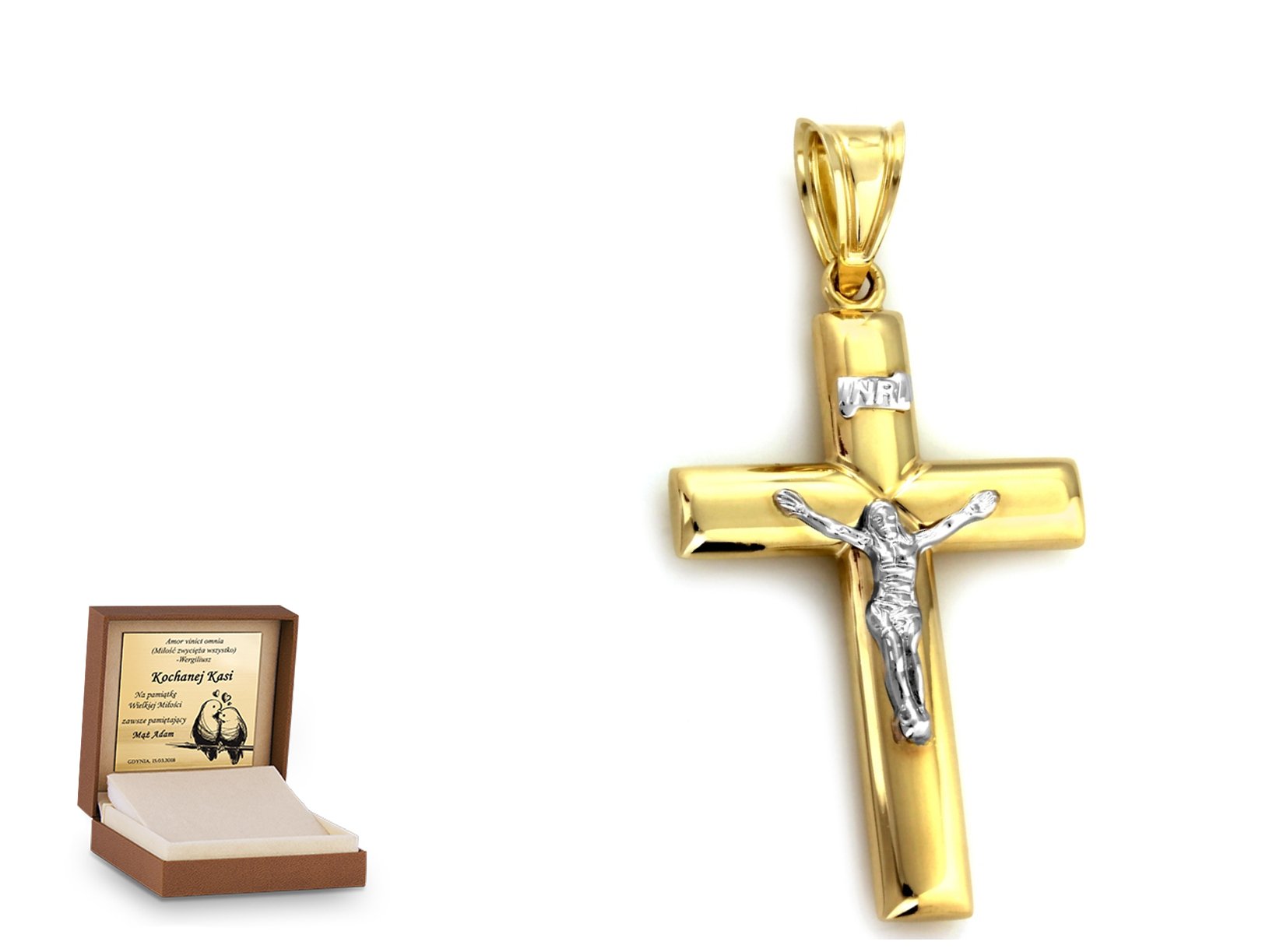Złota zawieszka 585 krzyżyk krzyżyk prezent