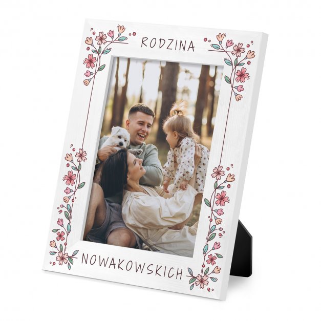 Ramka na zdjęcia biała z nadrukiem dla pary na ślub rocznicę parapetówkę