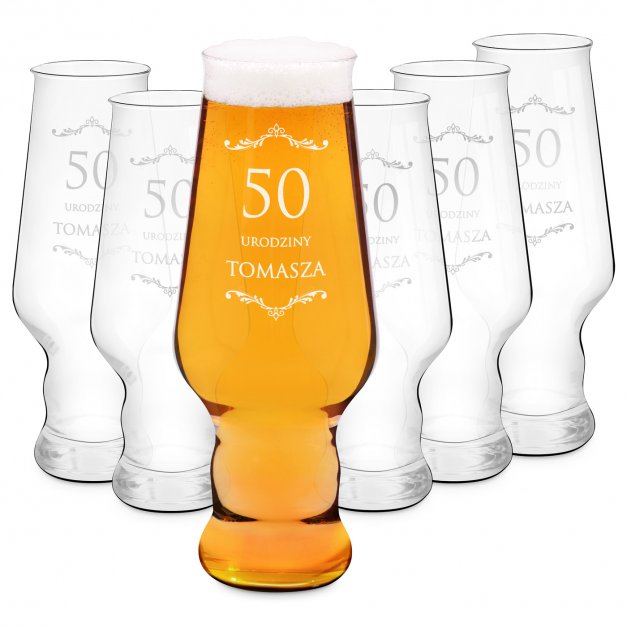 Szklanki do piwa x6 Krosno Splendour z grawerem dla niego na 50 urodziny