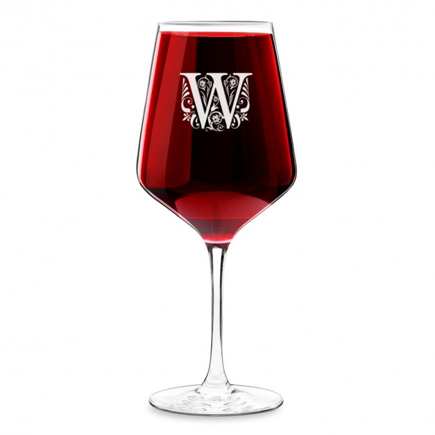 Kieliszek grawerowany do wina rubin rozmiar XL z inicjałem dla winiarza