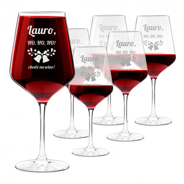 Kieliszki szklane x6 do wina rubin z grawerunkiem rozmiar XL dla niej na święta