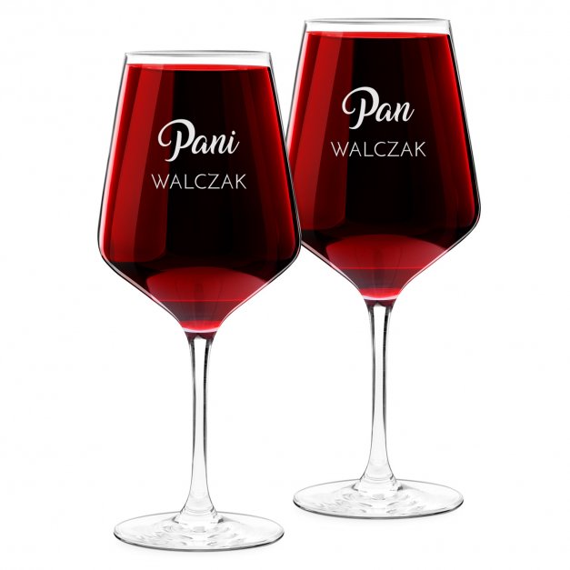 Kieliszki szklane x2 do wina rubin rozmiar XL z grawerunkiem dla pary na ślub