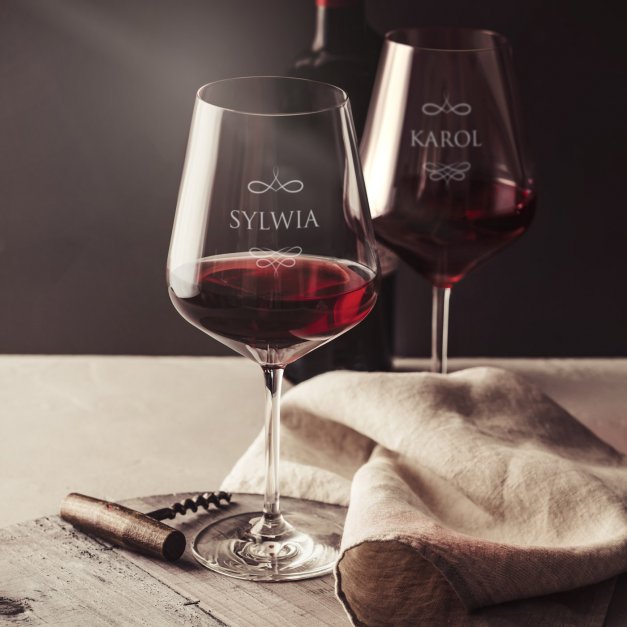 Kieliszki szklane x2 do wina rubin rozmiar XL z grawerunkiem dla pary