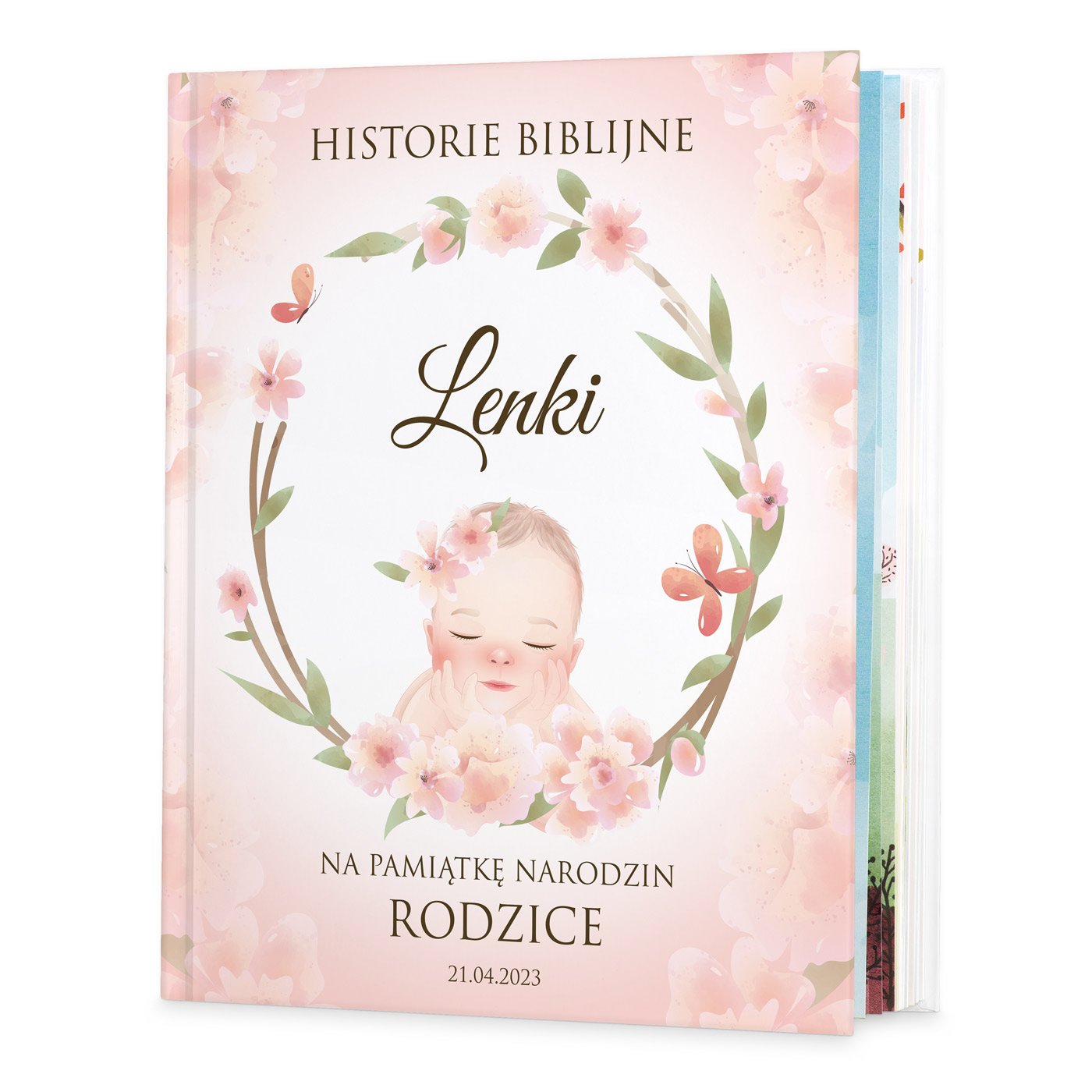 Historie opowieci biblijne z nadrukiem dla dziewczynki na narodziny