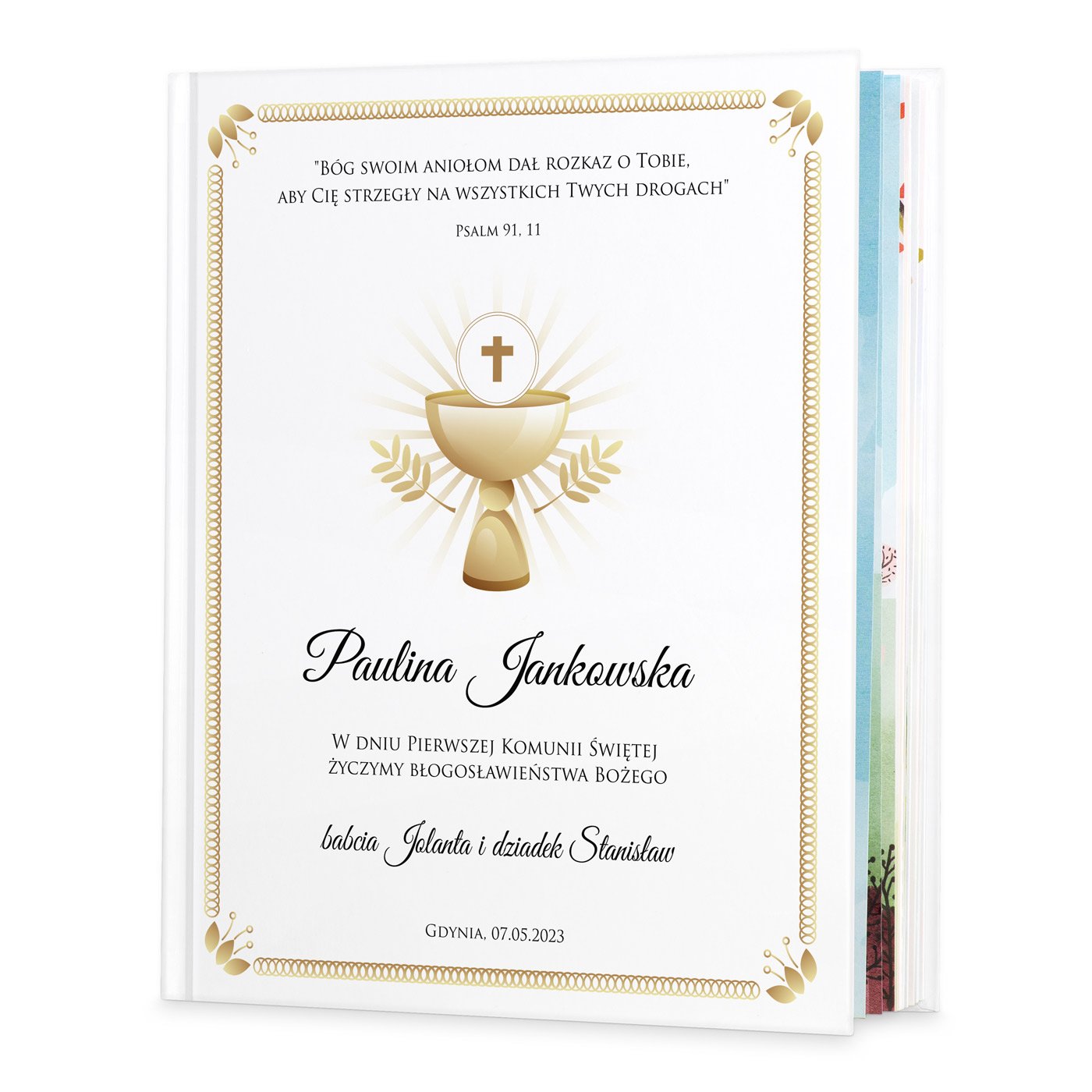 Historie opowieci biblijne z nadrukiem dla dziewczynki na komuni