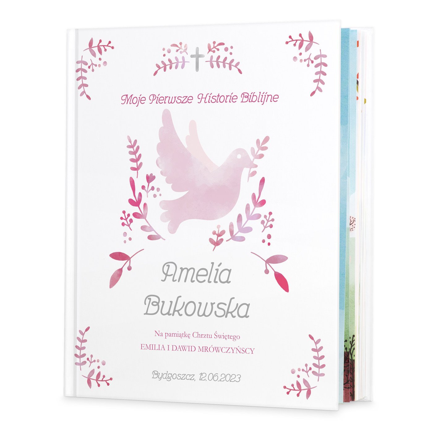 Historie opowieci biblijne z nadrukiem dla dziewczynki na chrzest