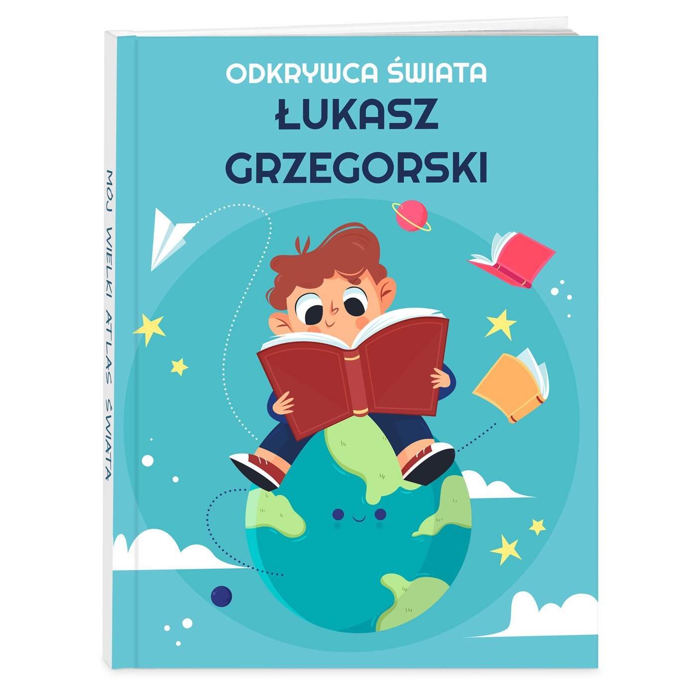Atlas geograficzny z nadrukiem dla chopca na Dzie Dziecka