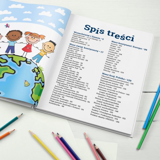 Atlas geograficzny z nadrukiem dla chłopca ucznia na pasowanie na ucznia
