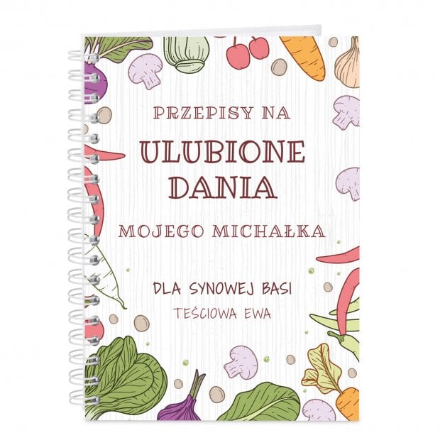 Przepiśnik kołonotatnik na przepisy z nadrukiem dla synowej