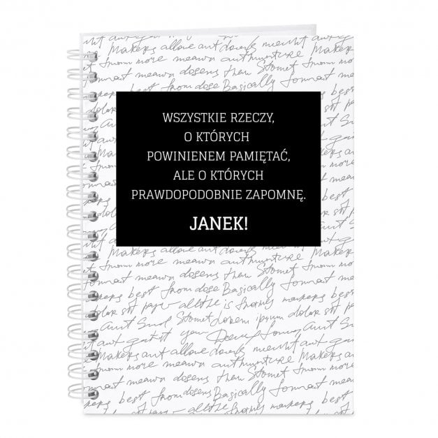 Notatnik kołonotatnik z nadrukiem dla niego na imieniny