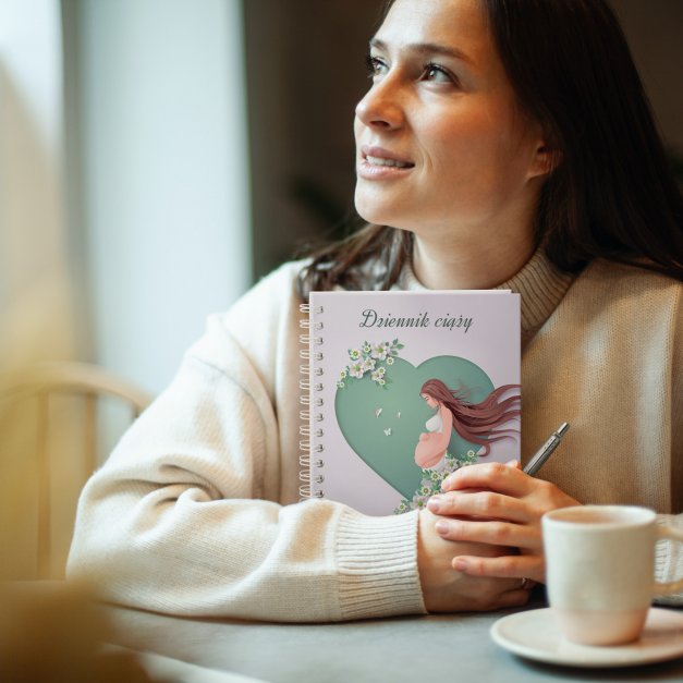 Notatnik kołonotatnik dziennik ciąży z nadrukiem dla niej na baby shower