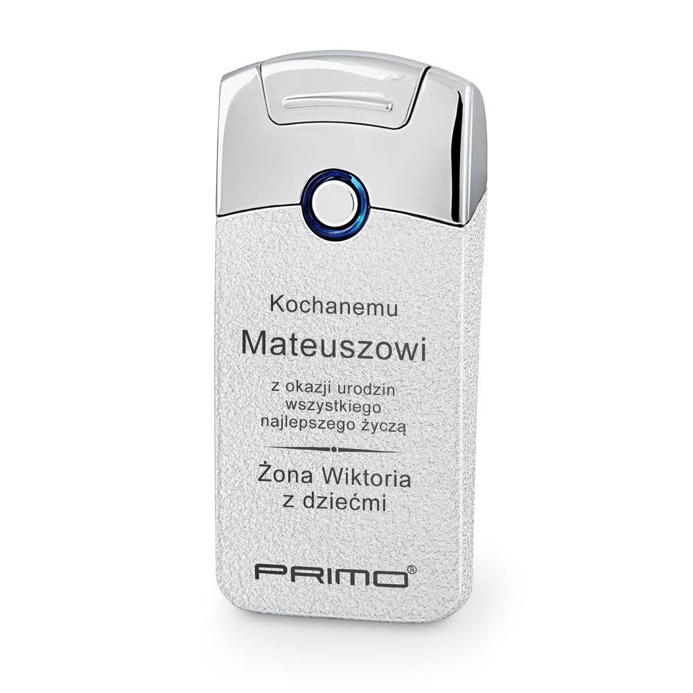 Zapalniczka plazmowa srebrna USB z grawerem dla ma na urodziny