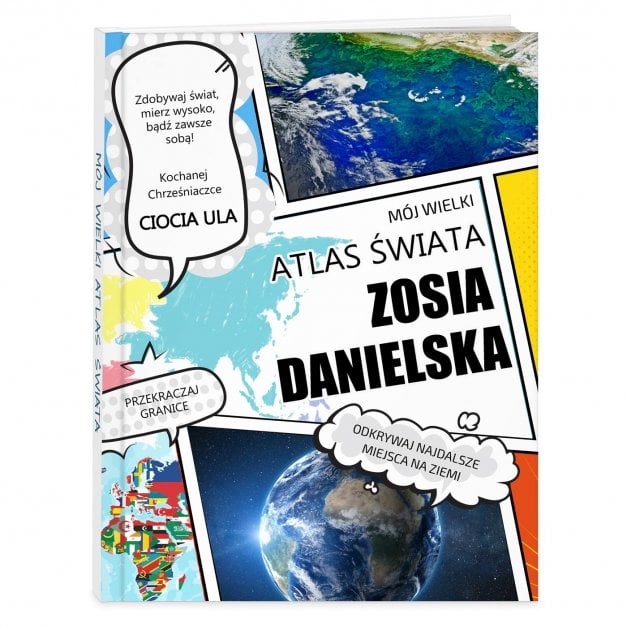 Atlas geograficzny z nadrukiem dla dziewczynki