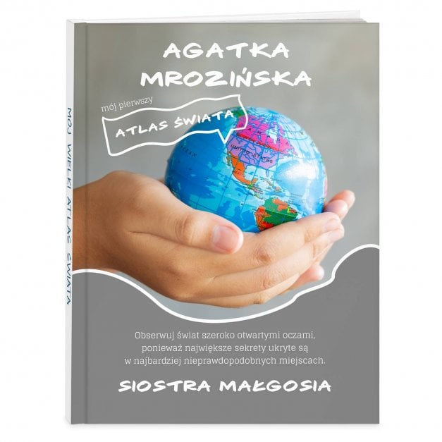 Atlas geograficzny z nadrukiem dla siostry