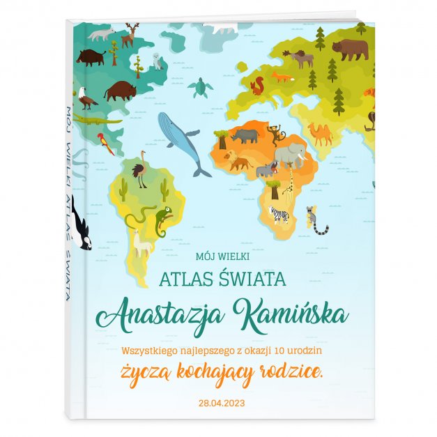 Atlas geograficzny z nadrukiem dla dziewczynki na urodziny