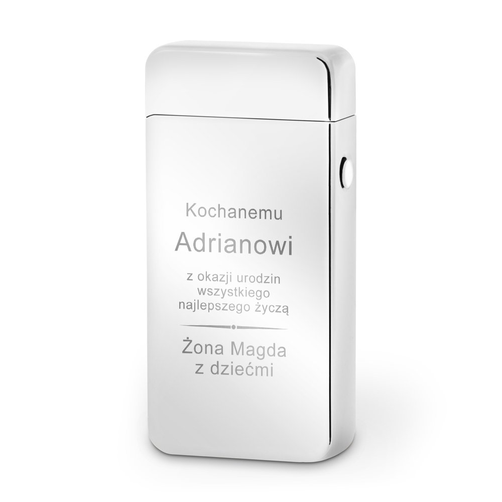 Zapalniczka plazmowa srebrna USB z grawerem dla ma na urodziny