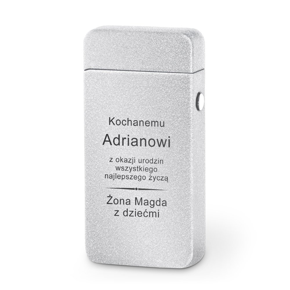 Zapalniczka plazmowa srebrna USB z grawerem dla ma na urodziny