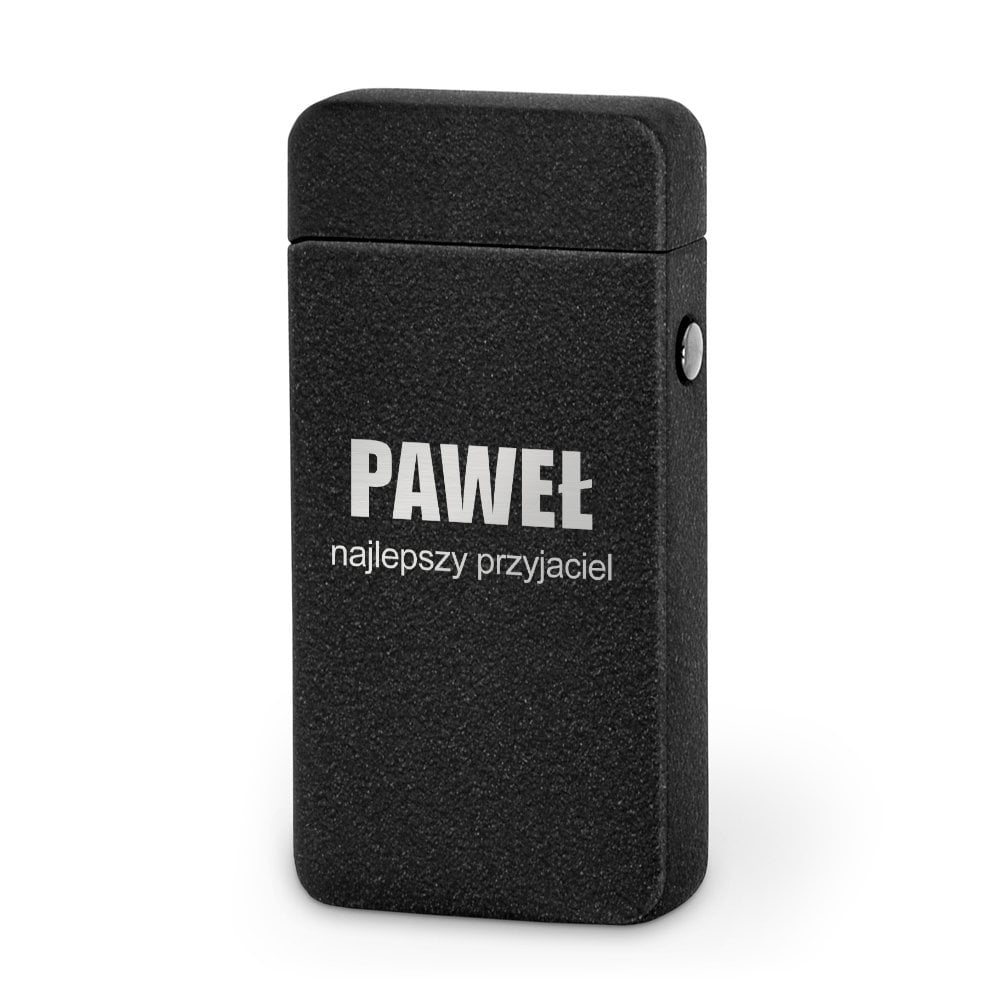 Zapalniczka plazmowa czarna USB z grawerem dla przyjaciela na imieniny