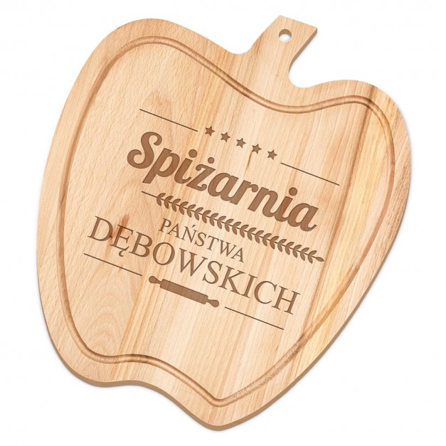 Deska drewniana do krojenia jabłko z grawerem dla pary na ślub rocznicę parapetówkę