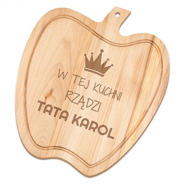 Deska drewniana do krojenia jabłko z grawerem dla taty