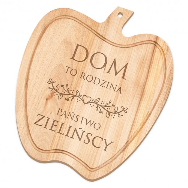 Deska drewniana do krojenia jabłko z grawerem dla pary na ślub rocznicę parapetówkę