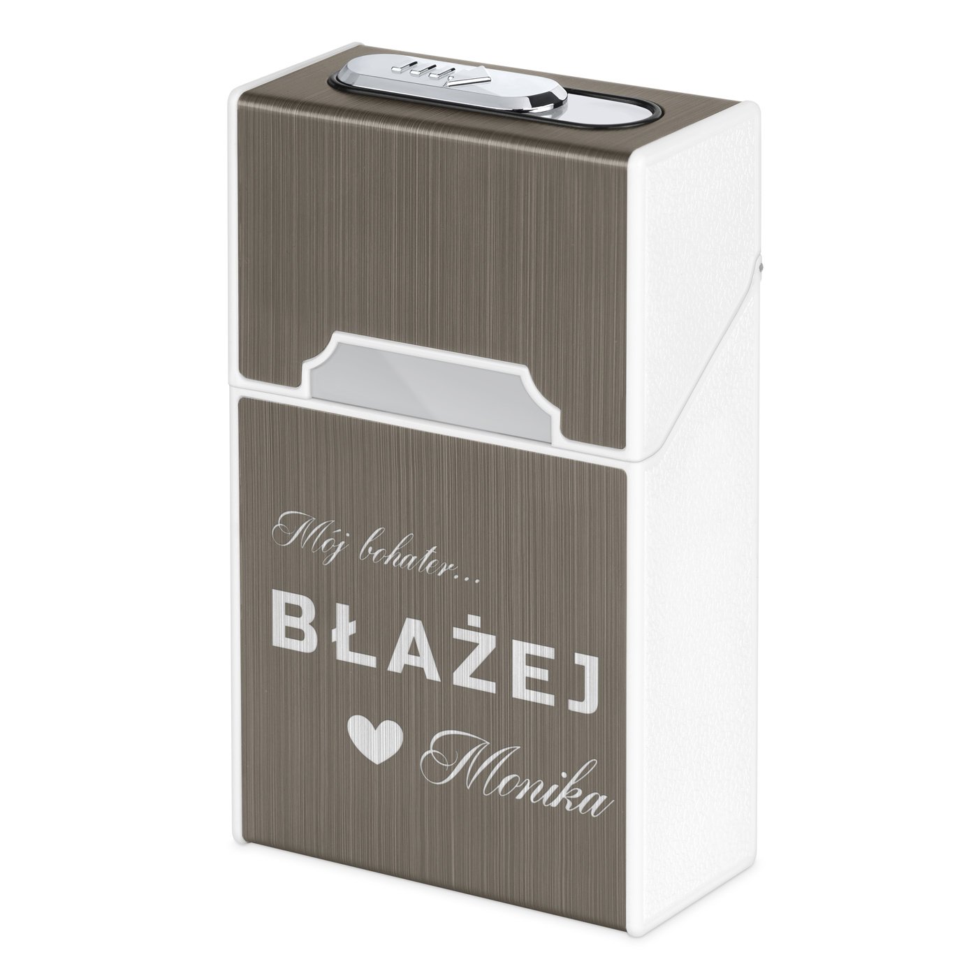 Papieronica z zapalniczk plazmow USB i grawerem dla chopaka ma na imieniny walentynki
