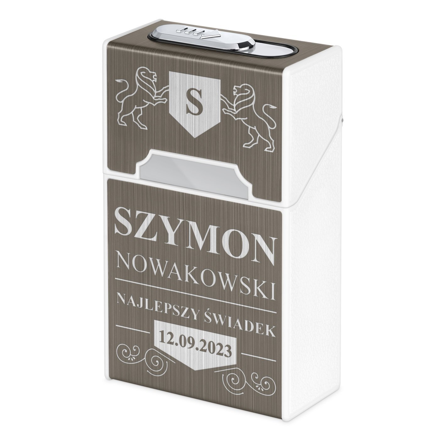 Papieronica z zapalniczk plazmow USB i grawerem dla wiadka jako podzikowanie lubne