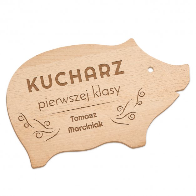 Deska do krojenia świnka z grawerem dla kucharza